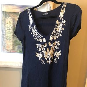 Lulu's Navy Embroidered Tunic Dress